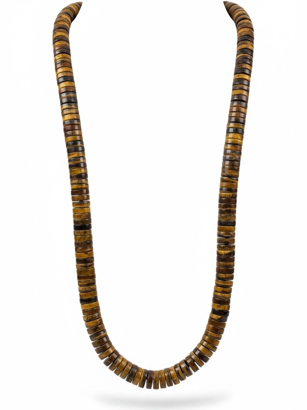 925 Tiger’s Eye Heishi Beaded Necklace Sterling Silver